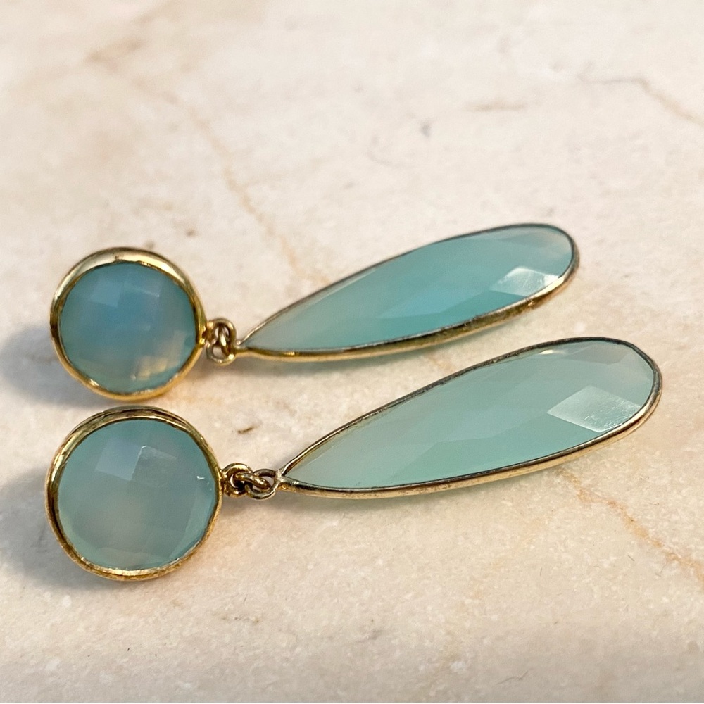 Aquamarine color drop earrings